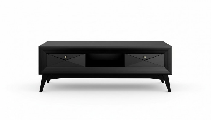 Lowboard TV Ständer Sideboard Dësch Wunnzëmmer Modern Holz Schwaarz Design