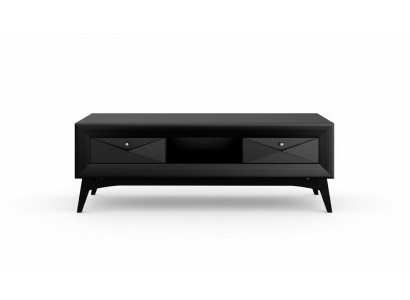 Lowboard TV Ständer Sideboard Dësch Wunnzëmmer Modern Holz Schwaarz Design