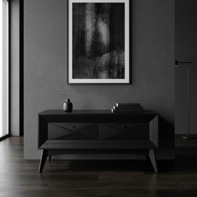 Stänner rtv Lowboard Säitendësch Dësch Wunnzëmmer Modern Holz Schwaarz Design
