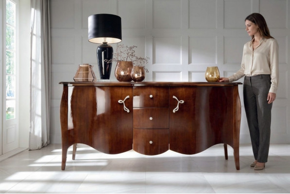 Héichwäerteg Kommode Sideboard Luxus Schaf Schief Wunnzëmmer Holz Brong Nei