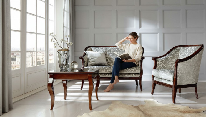 Canapé-Sëtzgrupp Sofa Garnitur Fauteuil Luxus Dëschgrupp Wunnzëmmer Miwwelen 3 Deeler.