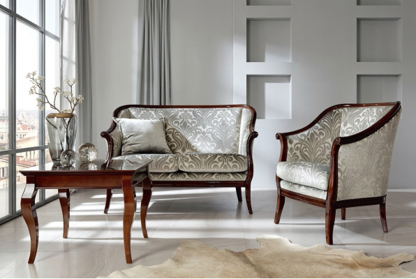 Canapé-Sëtzgrupp Sofa Garnitur Fauteuil Luxus Dëschgrupp Wunnzëmmer Miwwelen 3 Deeler.