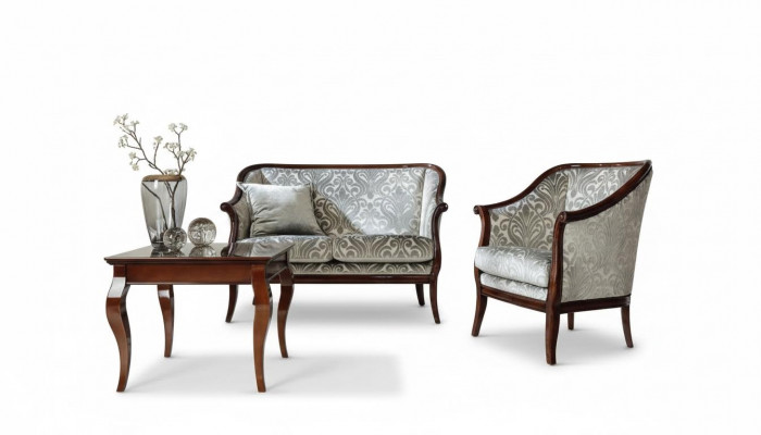 Canapé-Sëtzgrupp Sofa Garnitur Fauteuil Luxus Dëschgrupp Wunnzëmmer Miwwelen 3 Deeler.