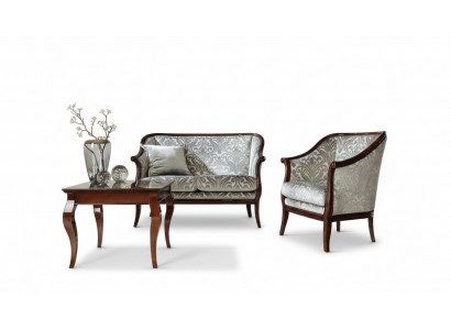 Canapé-Sëtzgrupp Sofa Garnitur Fauteuil Luxus Dëschgrupp Wunnzëmmer Miwwelen 3 Deeler.