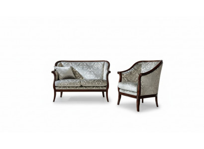 Zwee-Sëtz Luxus Sofa 2 Sëtz Stoff Grau Wunnzëmmer Klassesch Polyester Braun