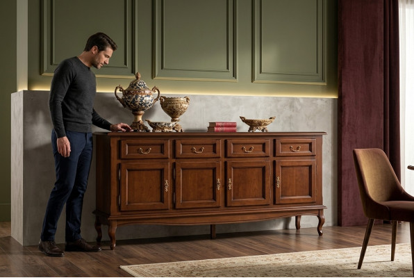 Sideboard Komodë Schief Schiefen Schaf Holz Wunnzëmmer XXL Sideboards Brong