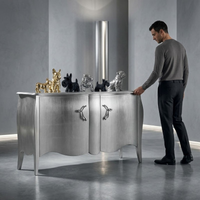 Sëlwer Coupe Kommode Bof Schief Kommodë Holz Luxus Miwwel Sëlwer