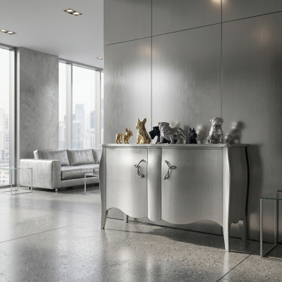 Sëlwer Coupe Kommode Bof Schief Kommodë Holz Luxus Miwwel Sëlwer