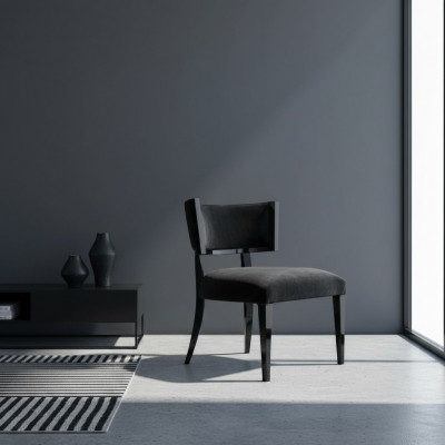 Iesszëmmerstull Stull Lehnstull Design Still Fotell Sëtz Holz Luxus Schwaarz