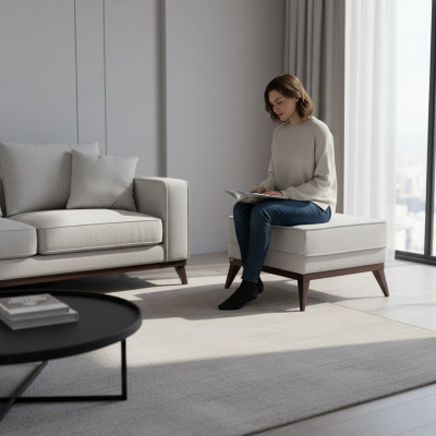 Hocker Fousshocker Polyester Pouf Wunnzëmmer Sëtz Stoff Gro Luxus Sëtzmöbel.