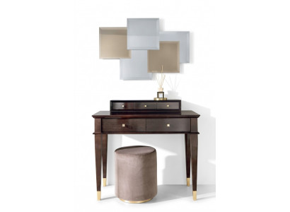 Schminktisch Hocker Konsolendësch Luxus Holz Sekretär Braun Schlofzëmmer 2 Deeler