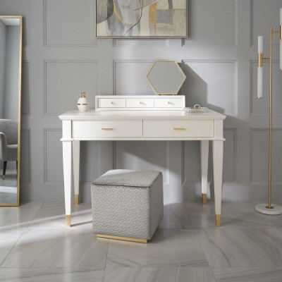 Schminktisch Konsolentisch Konsole Dësch Luxus Holz Schlofkamera Wäiss Modern