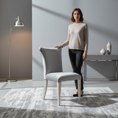 Iesszëmmerstull Stull Sëtzer Fautteuil Iesszëmmer Still Holz Sëlwer Modern Luxus Neit