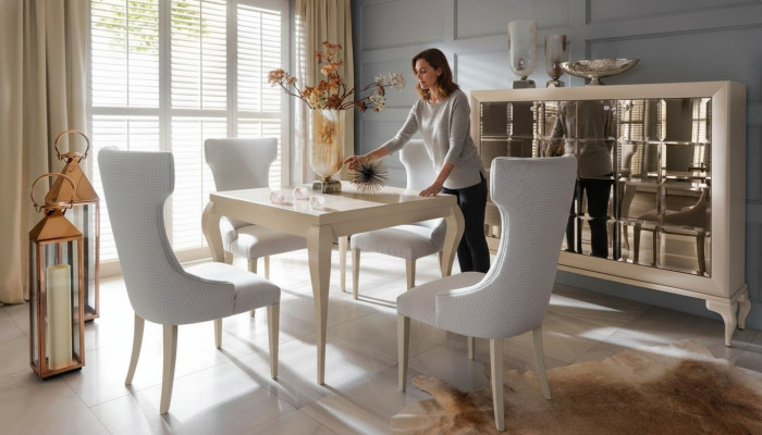 Luxus Iesszëmmer Iessdësch Stull Iessgrupp Eckbänk Stullen Luxus Wäiss Set 5st.