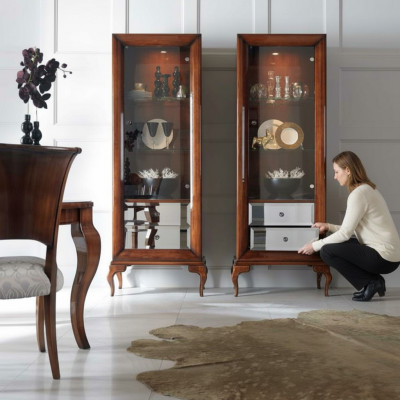 Vitrine Schiefen Vitrinnen Holz Luxus Wunnzëmmer Miwwelen Schaf Brong Barock Nei