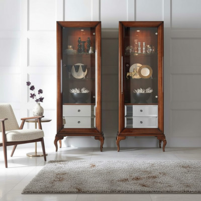 Vitrine Schiefen Vitrinnen Holz Luxus Wunnzëmmer Miwwelen Schaf Brong Barock Nei