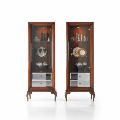 Vitrine Schiefen Vitrinnen Holz Luxus Wunnzëmmer Miwwelen Schaf Brong Barock Nei