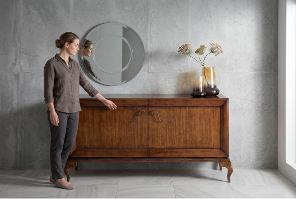 Braune Sideboard Kommode Schief Schiefen Holz Luxus Wunnzëmmer Miwwelen Schaf