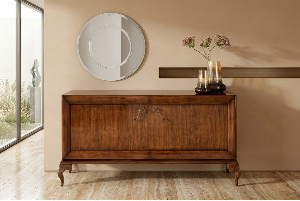 Braune Sideboard Kommode Schief Schiefen Holz Luxus Wunnzëmmer Miwwelen Schaf