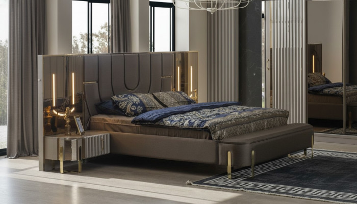 Luxusbett Betten Modern Duebelbett Brong Bettrahmen Schlofzëmmer Neit