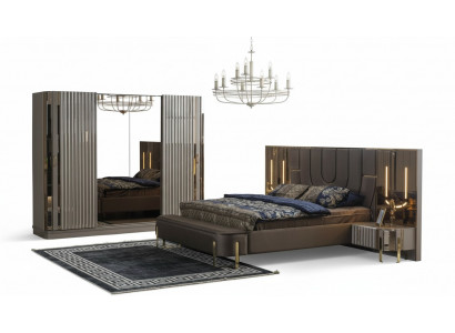 Schlofkummer Set Duebelbett Luxus Bett Modern Braun Set 4 Deeler Nei