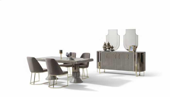 Modern Luxus Iessgrupp Iesszëmmer Iessdësch Garnitur Still Iesseck Gro 5-Deeler