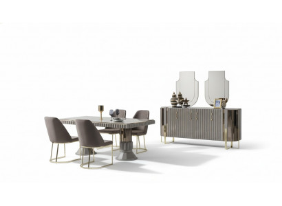 Modern Luxus Iessgrupp Iesszëmmer Iessdësch Garnitur Still Iesseck Gro 5-Deeler