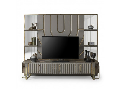 TV Ständer RTV Lowboard Sideboard Wunnzëmmer Gold Gro Luxus Holz Neit