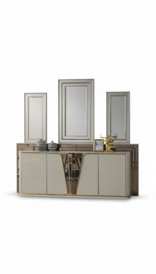 Sideboard Kommode Wunnzëmmer Holz Modern Beige Luxus Schief Design