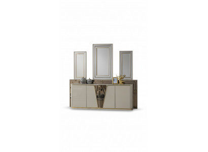 Sideboard Kommode Wunnzëmmer Holz Modern Beige Luxus Schief Design