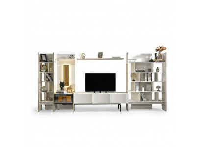 Wunnwandgarnitur TV Stänner RTV Lowboard Sideboard Regaler Holz Wäiss