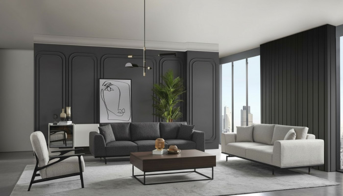 Komplett Canapé-Set Sofa Sofas Fauteuil Gro Sofa-Garnitur Set 4-Stéck