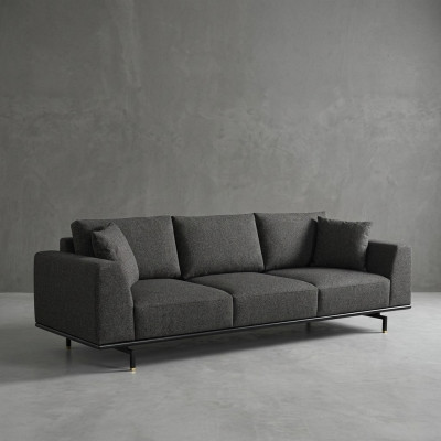 Viersëtzer Sofa 4 Sëtzer Sofas Modern Gri Design Stoff Polyester Nei