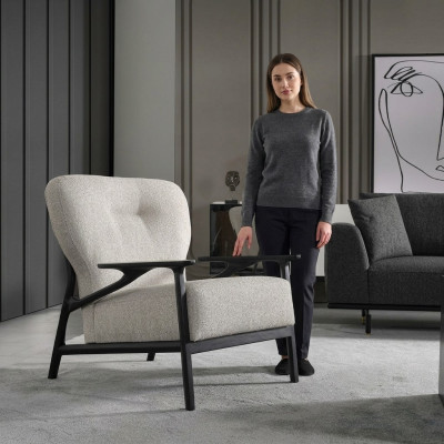 Still Eckstull Modern Stoff Wunnzëmmer Polyester Wäiss Design