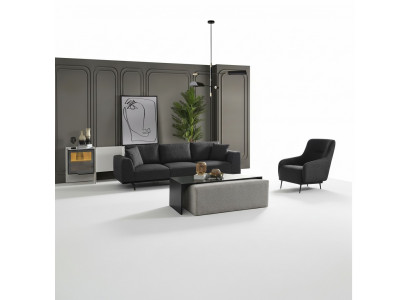 Sofagarnitur Sofa 4 Sëtzer Véiersëtzer Fauteuil Set Stoff Modern Gro