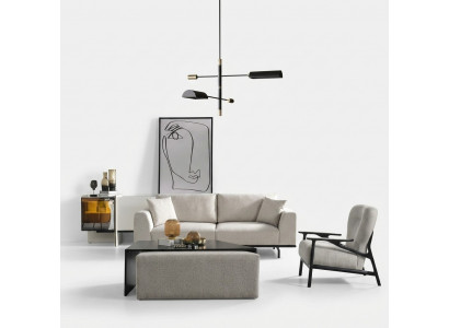 Modern wäiss Sofa Garnitur Dräistäzer Sessell Set Polstermöbel Wunnzëmmer