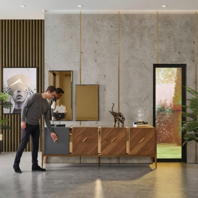 Sideboard Kommode Luxus Schranken Kommoden Wunnzëmmer Holz Brong Miwwelen