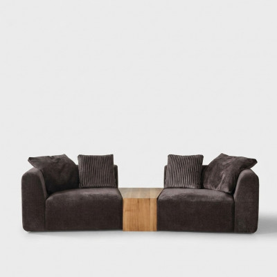Viersëtzer Sofa 4 Sëtzer Sofas Modernen Design Stoff Polyester Schwaarz