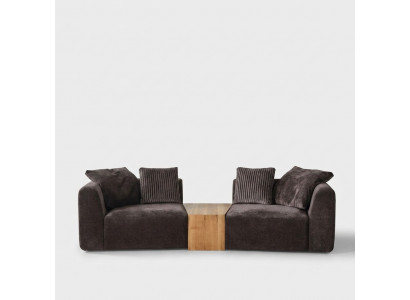 Viersëtzer Sofa 4 Sëtzer Sofas Modernen Design Stoff Polyester Schwaarz
