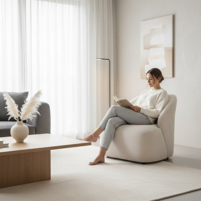 Seddaigh Ouerenseddaigh Modern Stoff Wunnzëmmer Polyester Wäiss Design Sëtz