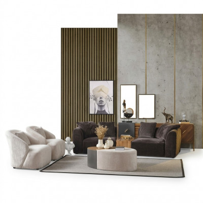 Sofasaz 4 Sëtz Sessel Véiersëtz Sofa Modern Schwaarz Stoff Nei