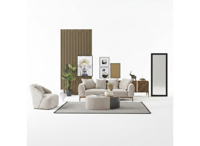 Modern Sofa-Garnitur 3-Sëtz Fautel Dräisëtzer Wäiss Modern Stoff Polyester