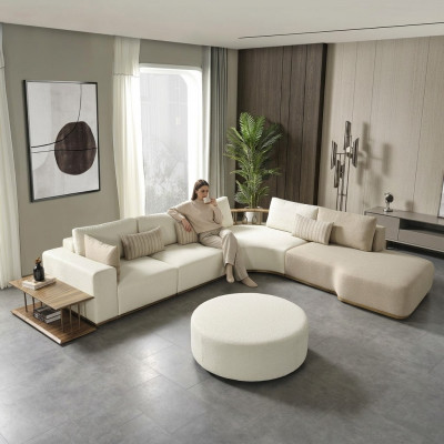 Wäisst Modern Ecksofa L-Form Couch Luxus Polstersofa Stuffmiwwel