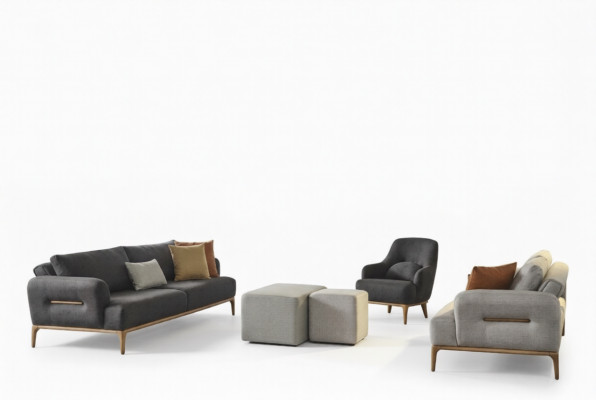 Sofagarnitur Canapé Fauteuil 431 Sëtzer Stoff Luxus Gro Canapéën Wunnzëmmer