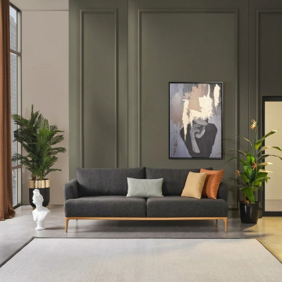 Véierplaz Sofa 4-Sëtzer Sofas Modern Design Stoff Polyester Gro Nei