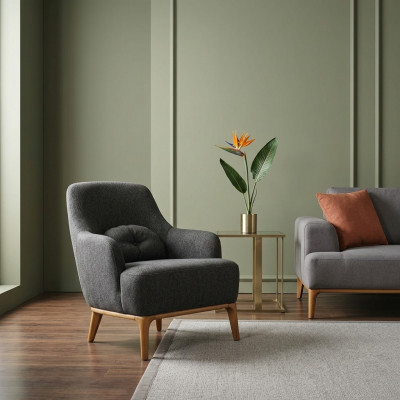 Fauteuil Ohrsessel Modern Stoff Wunnzëmmer Polyester Gro Design Sëtz