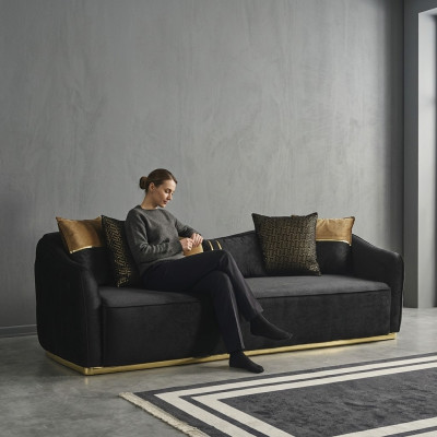 Modernt Design Chesterfield Véiersëtzer Canapé 4 Sëtzer Canapéë Stoff Polyester Blo Nei