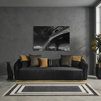 Modernt Design Chesterfield Véiersëtzer Canapé 4 Sëtzer Canapéë Stoff Polyester Blo Nei