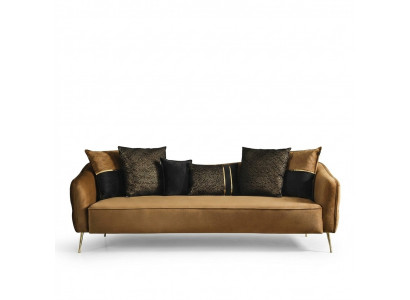 Modern Chesterfield Sofa 4 Sëtzer Still Stoff Polyester Giel Nei