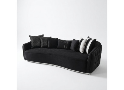 Viersëtzer Canapé 4 Sëtzer Canapéen Modernen Design Stoff Polyester Schwaarz